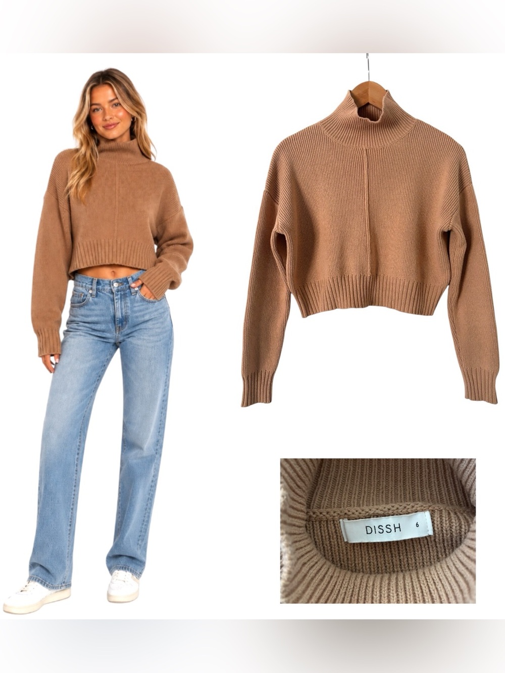 DISSH Cropped Mock Neck Sweater - Size 6